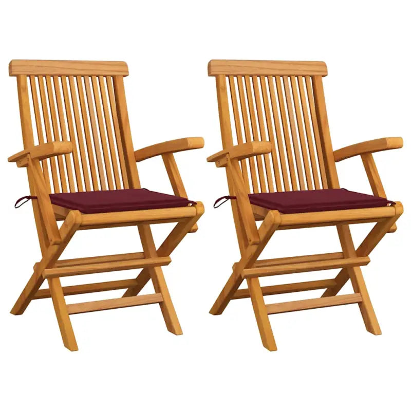 Fijn geschuurde houten tuinstoelen set voor tuin en terras - Wijnrood / 2 - Tuinstoelen