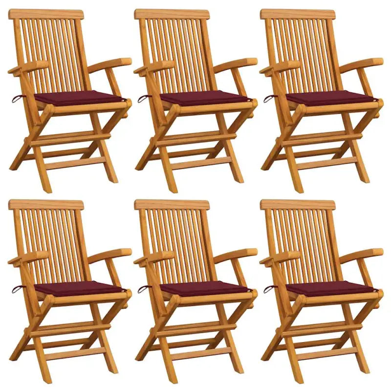 Fijn geschuurde houten tuinstoelen set voor tuin en terras - Wijnrood / 6 - Tuinstoelen