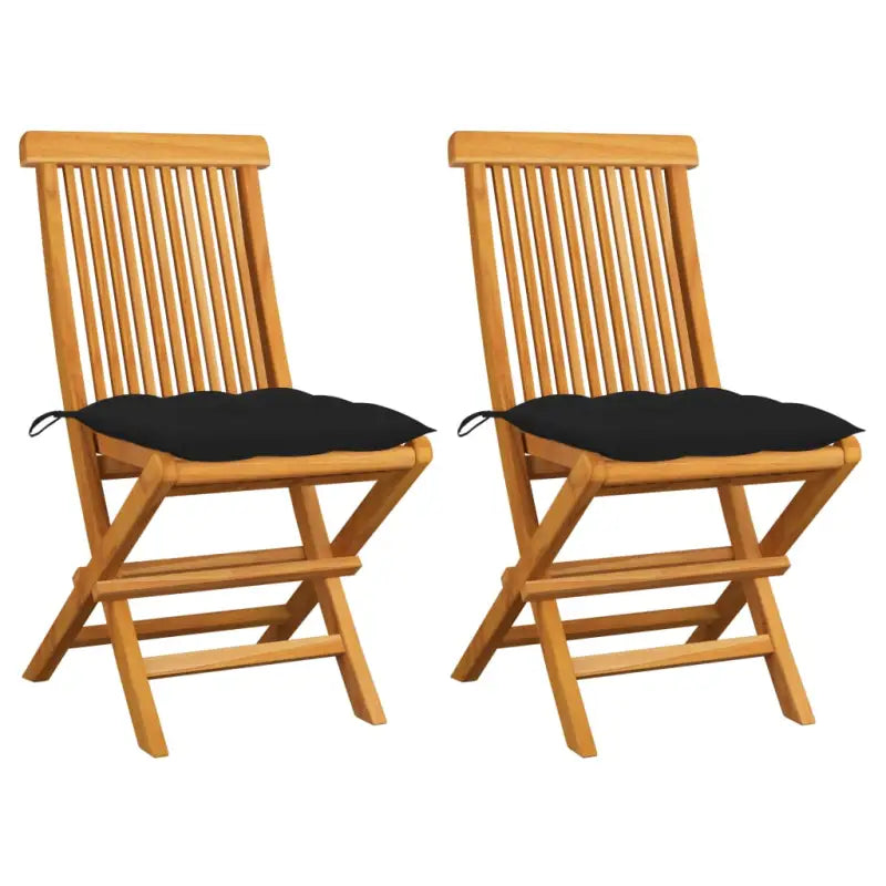 Fijn geschuurde Inklapbare Houten Tuinstoelen met Elegant Design - Zwart / 2 - Tuinstoelen