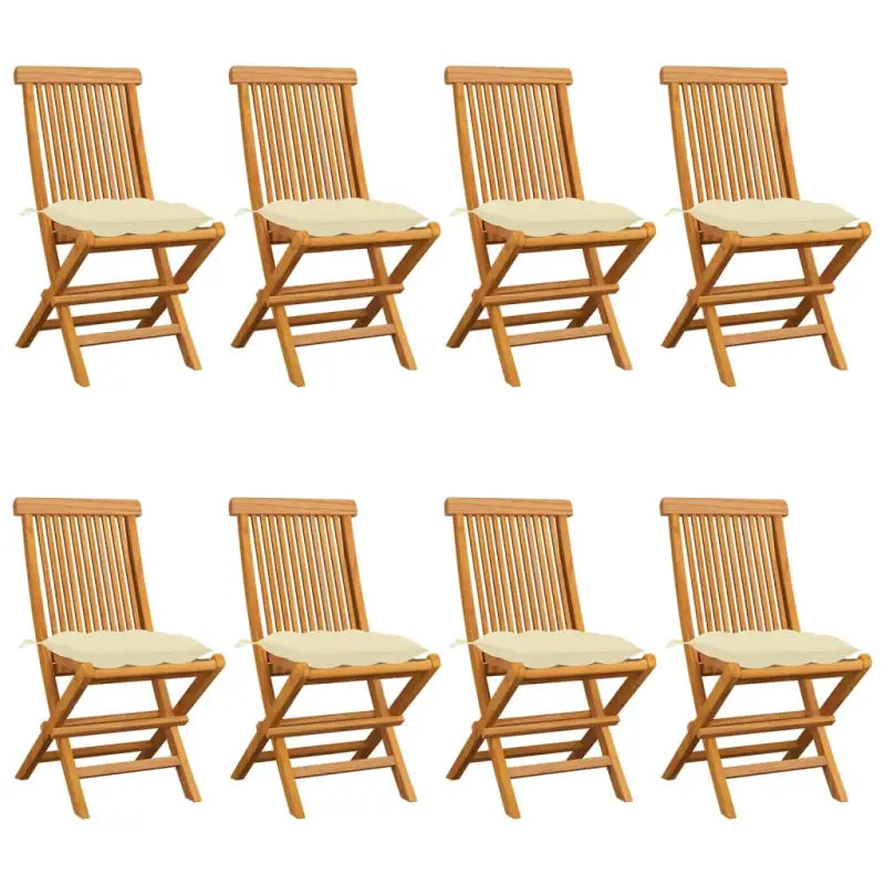 Fijn geschuurde Inklapbare Houten Tuinstoelen met Elegant Design - Crème / 8 - Tuinstoelen
