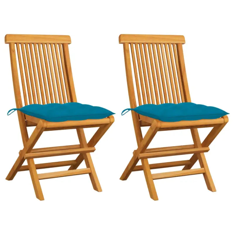 Fijn geschuurde Inklapbare Houten Tuinstoelen met Elegant Design - lichtblauw / 2 - Tuinstoelen