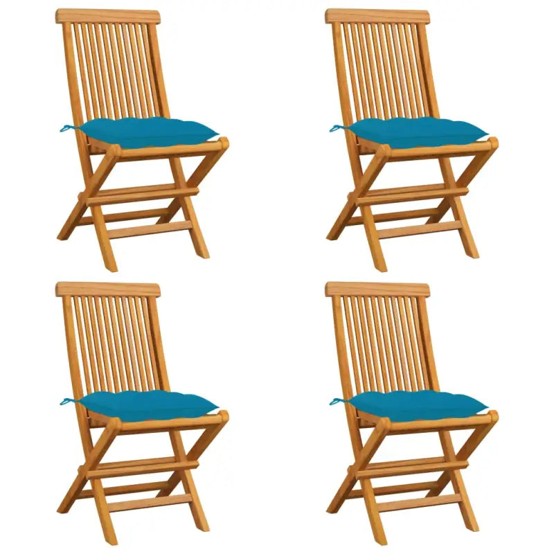 Fijn geschuurde Inklapbare Houten Tuinstoelen met Elegant Design - lichtblauw / 4 - Tuinstoelen