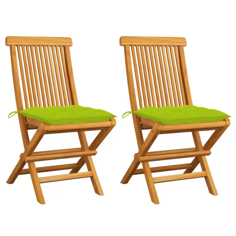 Fijn geschuurde Inklapbare Houten Tuinstoelen met Elegant Design - Heldergroen / 2 - Tuinstoelen