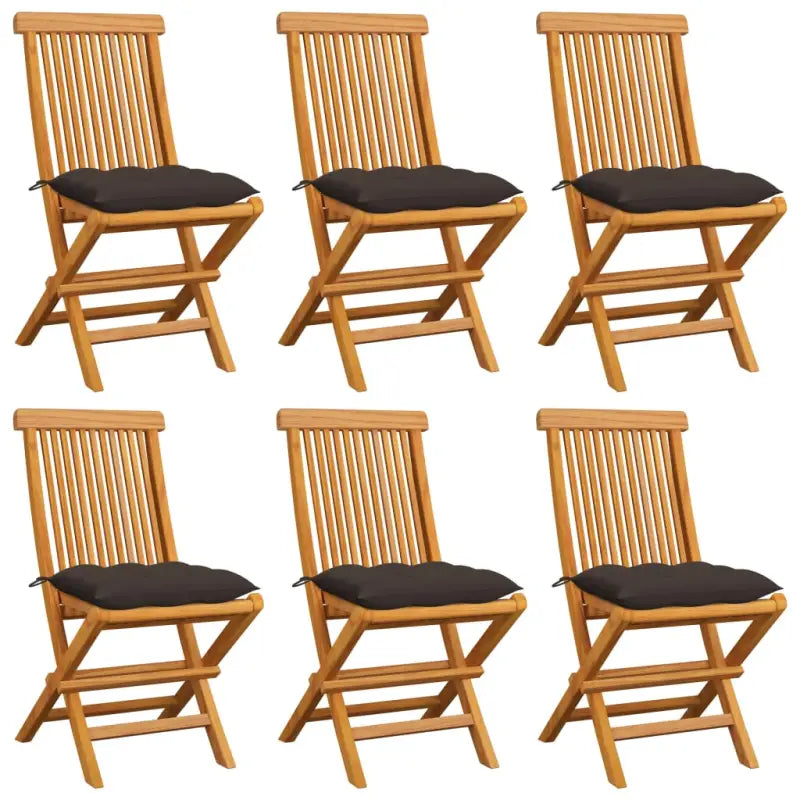 Fijn geschuurde Inklapbare Houten Tuinstoelen met Elegant Design - Taupe / 6 - Tuinstoelen