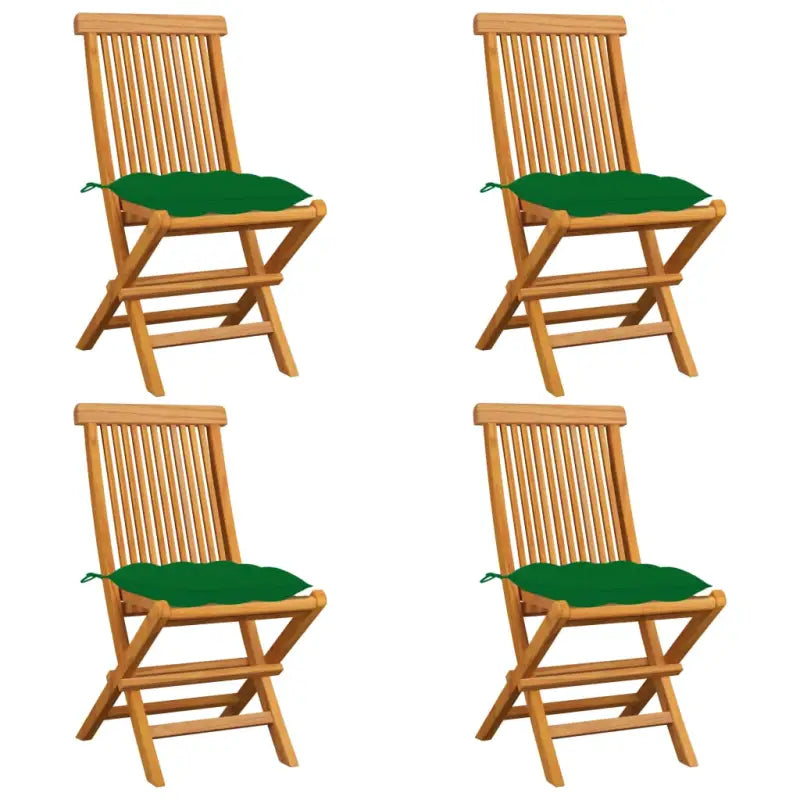 Fijn geschuurde Inklapbare Houten Tuinstoelen met Elegant Design - Groen / 4 - Tuinstoelen