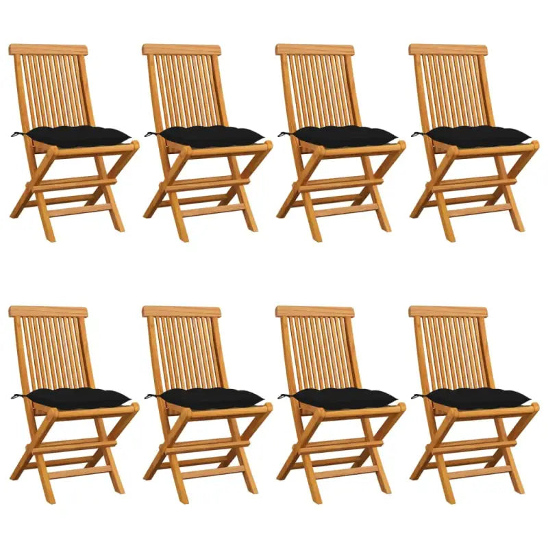 Fijn geschuurde Inklapbare Houten Tuinstoelen met Elegant Design - Zwart / 8 - Tuinstoelen