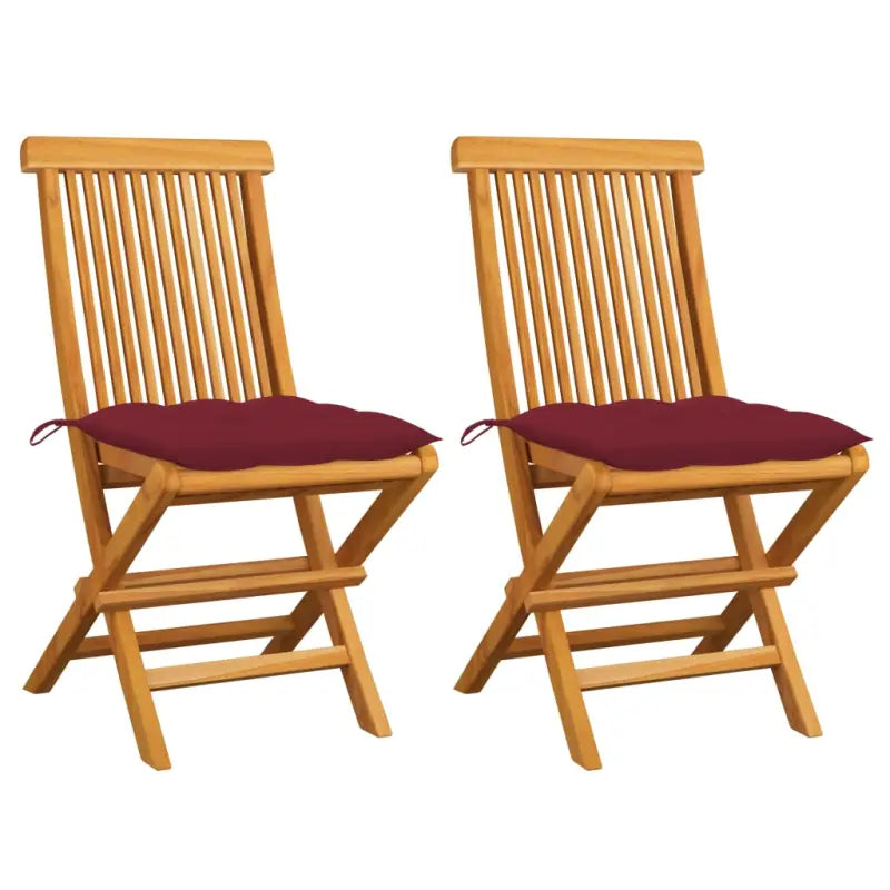 Fijn geschuurde Inklapbare Houten Tuinstoelen met Elegant Design - Wijnrood / 2 - Tuinstoelen