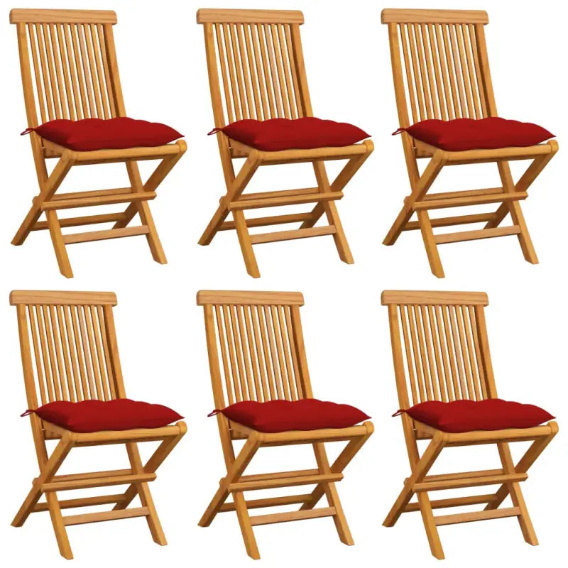 Fijn geschuurde Inklapbare Houten Tuinstoelen met Elegant Design - Rood / 6 - Tuinstoelen