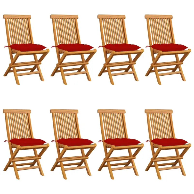 Fijn geschuurde Inklapbare Houten Tuinstoelen met Elegant Design - Rood / 8 - Tuinstoelen