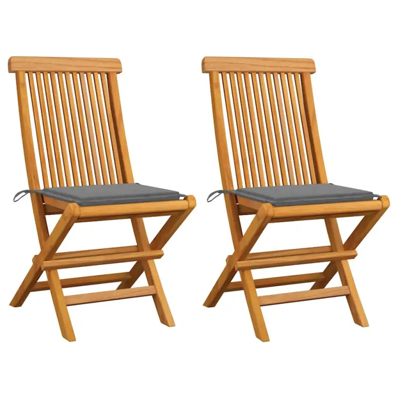 Fijn geschuurde inklapbare houten tuinstoelen met elegant ontwerp - Grijs / 2 - Tuinstoelen
