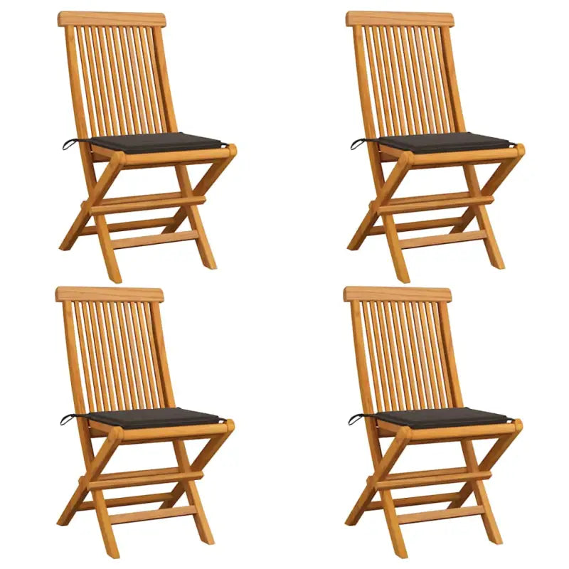 Fijn geschuurde inklapbare houten tuinstoelen met elegant ontwerp - Taupe / 4 - Tuinstoelen