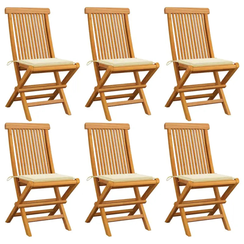 Fijn geschuurde inklapbare houten tuinstoelen met elegant ontwerp - Crème / 6 - Tuinstoelen