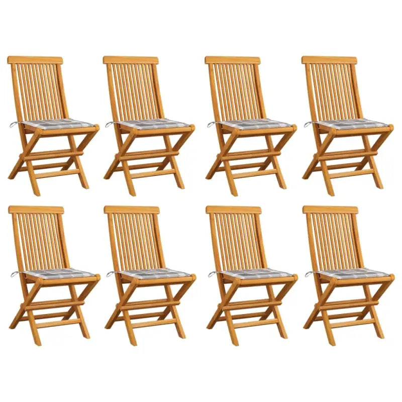 Fijn geschuurde inklapbare houten tuinstoelen met elegant ontwerp - Grijs ruitpatroon / 8 - Tuinstoelen
