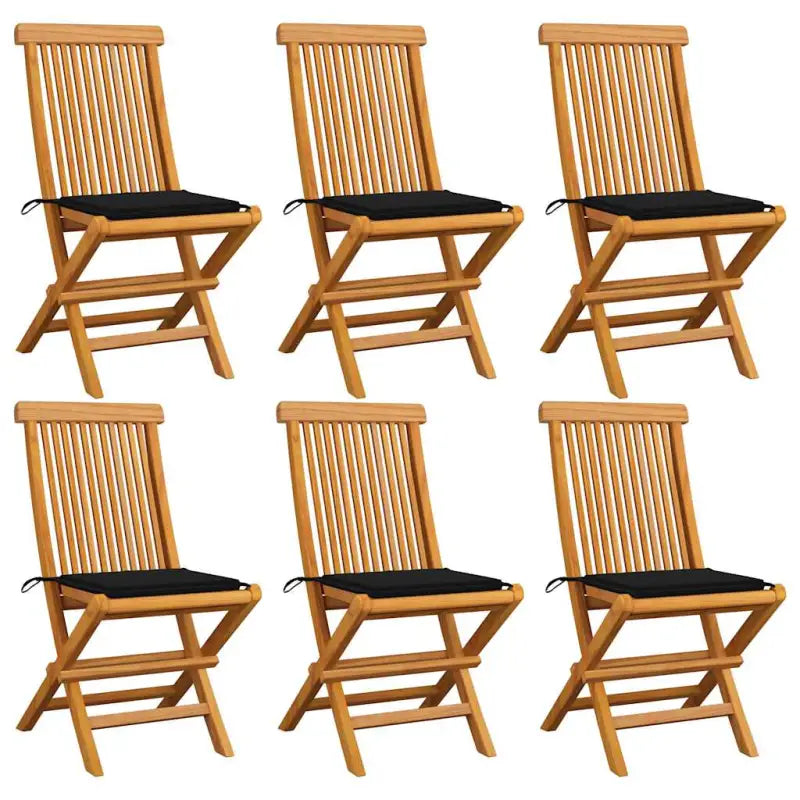 Fijn geschuurde inklapbare houten tuinstoelen met elegant ontwerp - Zwart / 6 - Tuinstoelen