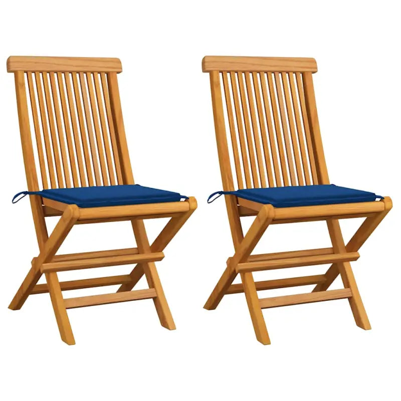 Fijn geschuurde inklapbare houten tuinstoelen met elegant ontwerp - koningsblauw / 2 - Tuinstoelen