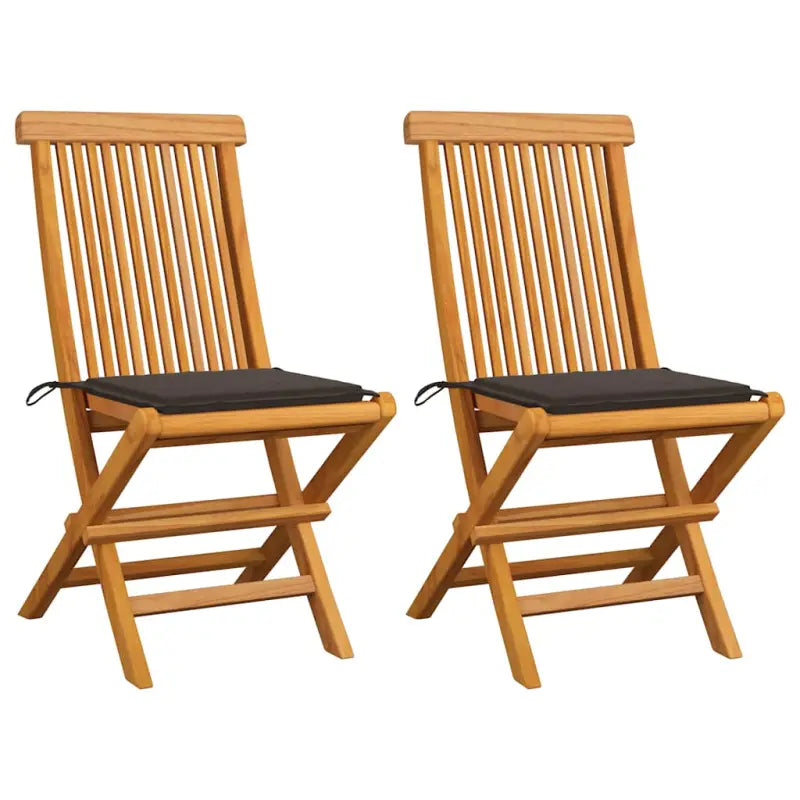 Fijn geschuurde inklapbare houten tuinstoelen met elegant ontwerp - Taupe / 2 - Tuinstoelen