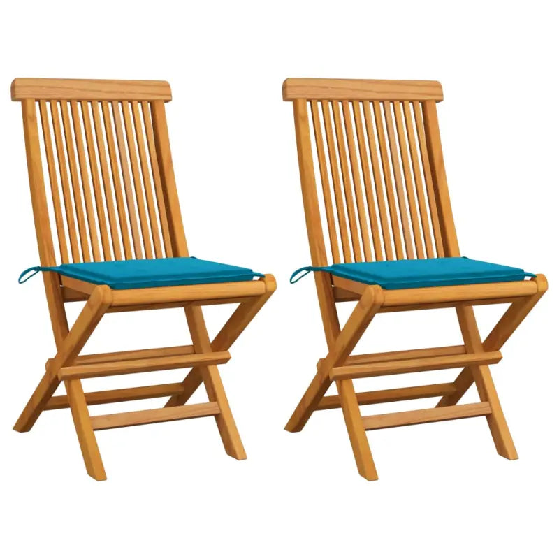 Fijn geschuurde inklapbare houten tuinstoelen met elegant ontwerp - Blauw / 2 - Tuinstoelen