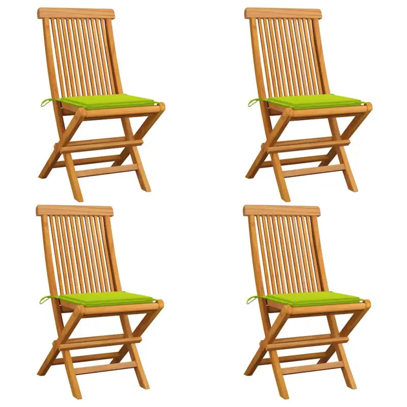 Fijn geschuurde inklapbare houten tuinstoelen met elegant ontwerp - Heldergroen / 4 - Tuinstoelen