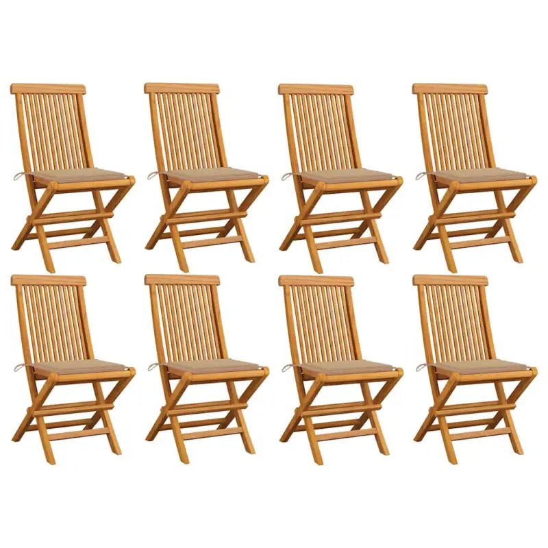 Fijn geschuurde inklapbare houten tuinstoelen met elegant ontwerp - Beige / 8 - Tuinstoelen