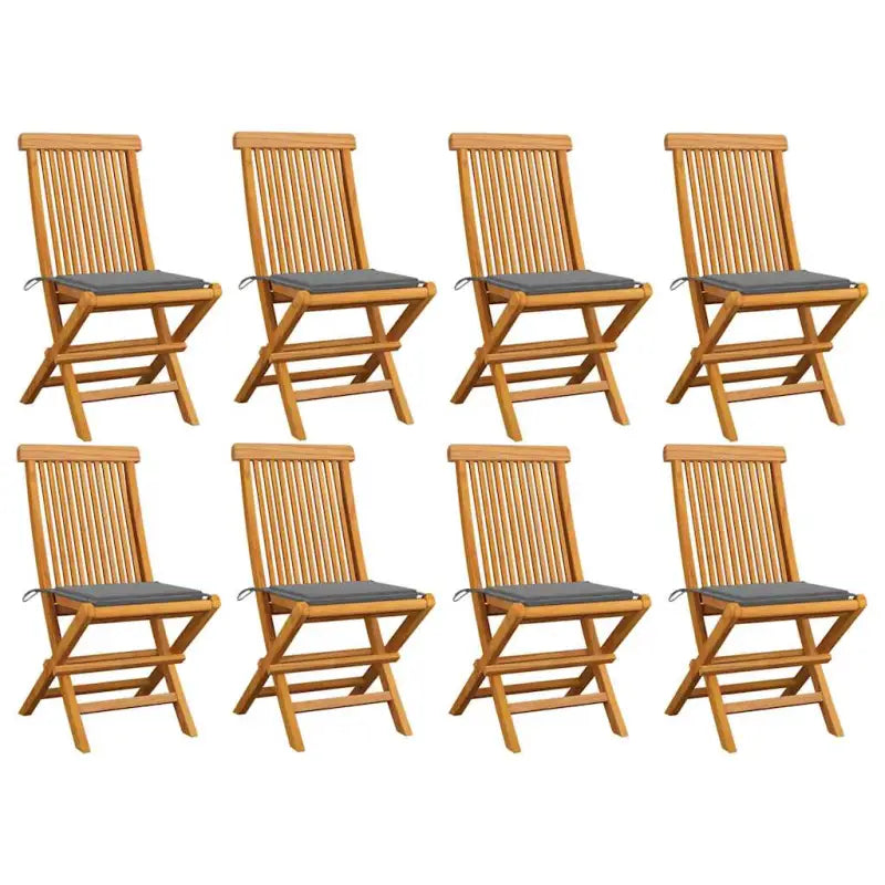 Fijn geschuurde inklapbare houten tuinstoelen met elegant ontwerp - Grijs / 8 - Tuinstoelen