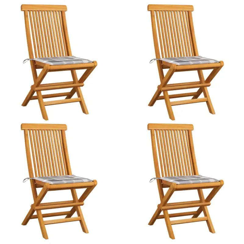 Fijn geschuurde inklapbare houten tuinstoelen met elegant ontwerp - Grijs ruitpatroon / 4 - Tuinstoelen