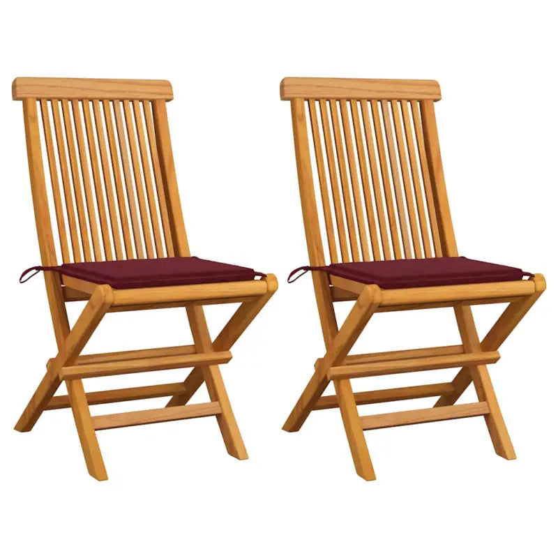 Fijn geschuurde inklapbare houten tuinstoelen met elegant ontwerp - Wijnrood / 2 - Tuinstoelen