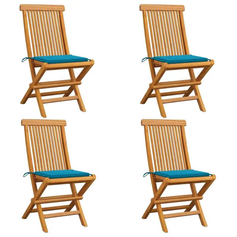 Fijn geschuurde inklapbare houten tuinstoelen met elegant ontwerp - Blauw / 4 - Tuinstoelen
