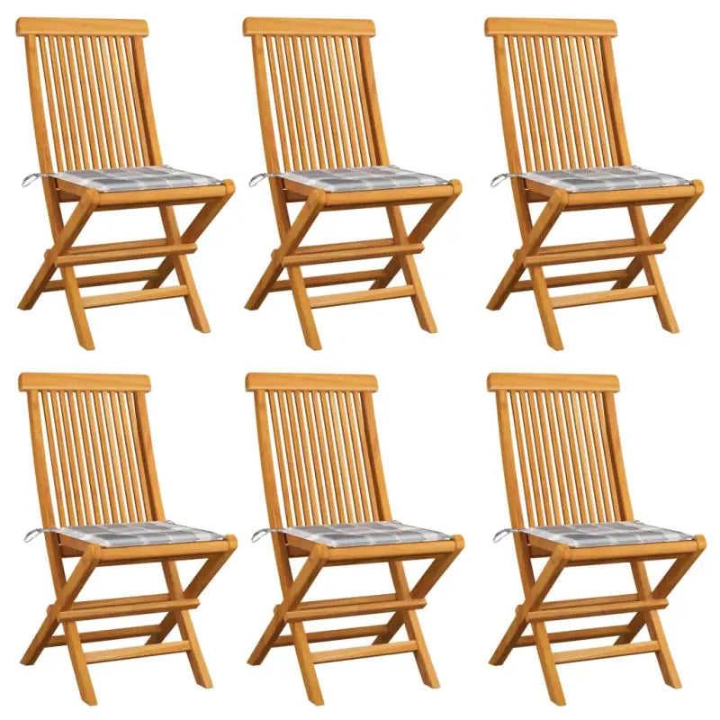 Fijn geschuurde inklapbare houten tuinstoelen met elegant ontwerp - Grijs ruitpatroon / 6 - Tuinstoelen