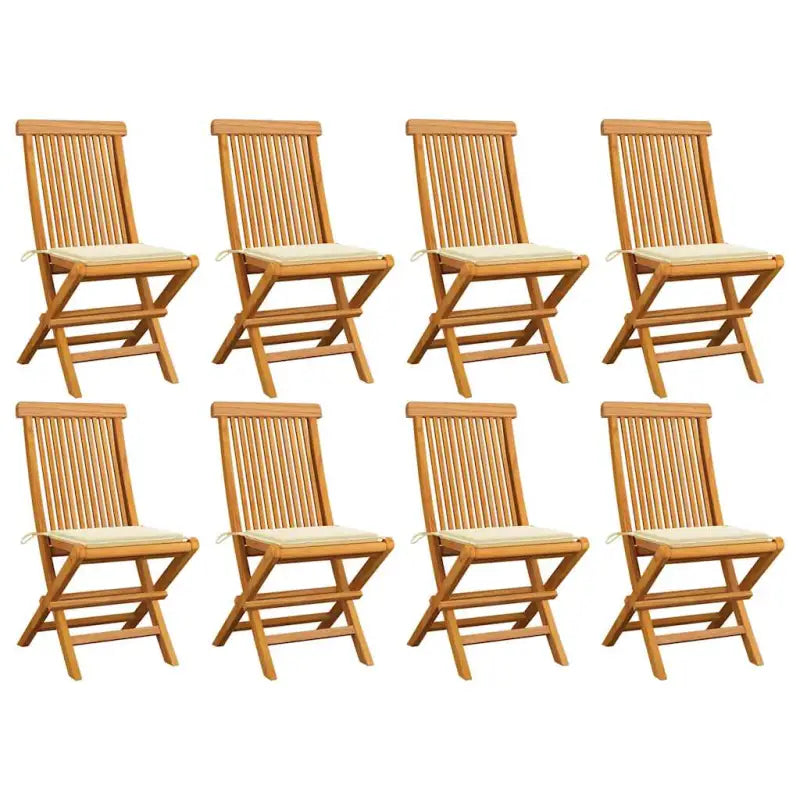 Fijn geschuurde inklapbare houten tuinstoelen met elegant ontwerp - Crème / 8 - Tuinstoelen