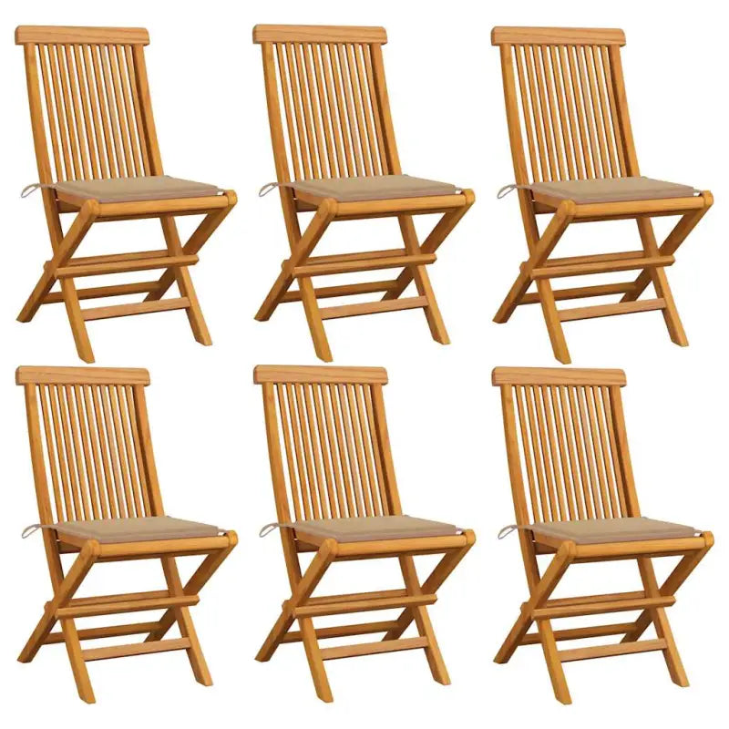 Fijn geschuurde inklapbare houten tuinstoelen met elegant ontwerp - Beige / 6 - Tuinstoelen