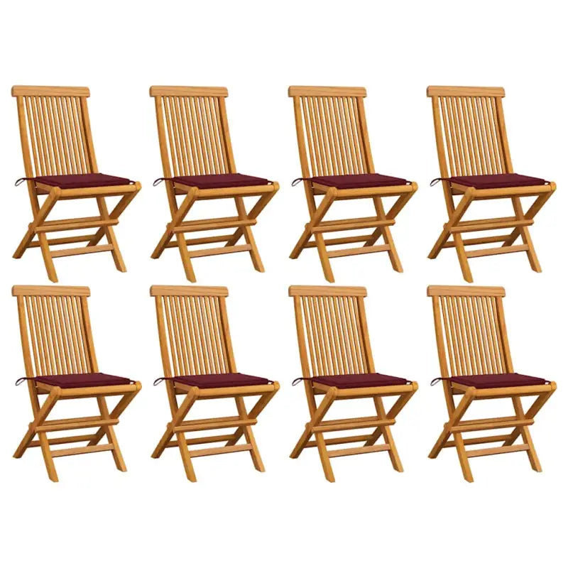 Fijn geschuurde inklapbare houten tuinstoelen met elegant ontwerp - Wijnrood / 8 - Tuinstoelen