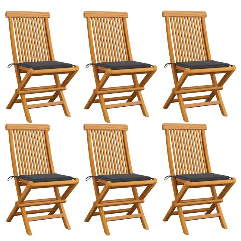 Fijn geschuurde inklapbare houten tuinstoelen met elegant ontwerp - Antraciet / 6 - Tuinstoelen