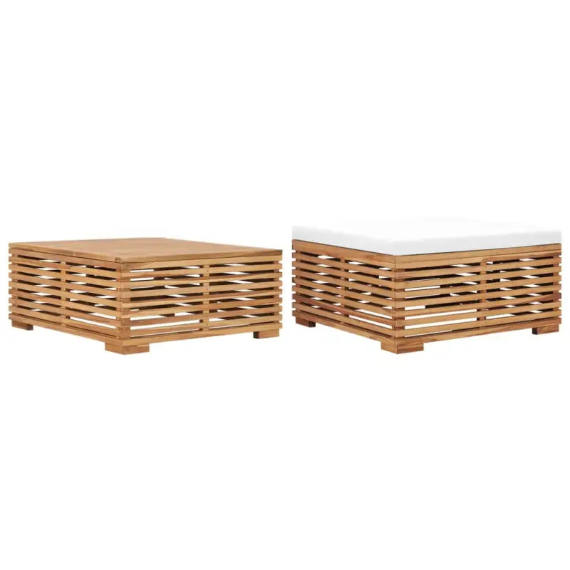 Fijn geschuurde modulaire tuinbanken voor gezellige buitenmomenten - Crème / 1 / tafel en voetensteun - Modulaire