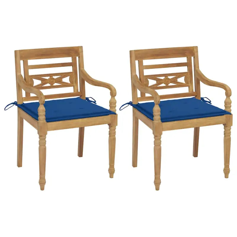 Fijn geschuurde Teakhouten Batavia Tuinstoelen voor een rustieke sfeer - koningsblauw / 2 - Tuinstoelen