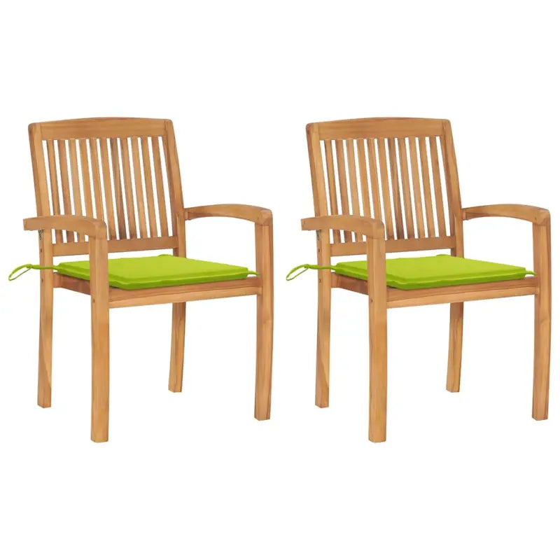 Fijn geschuurde teakhouten tuinstoelen met vintage uitstraling - Heldergroen / 2 - Tuinstoelen