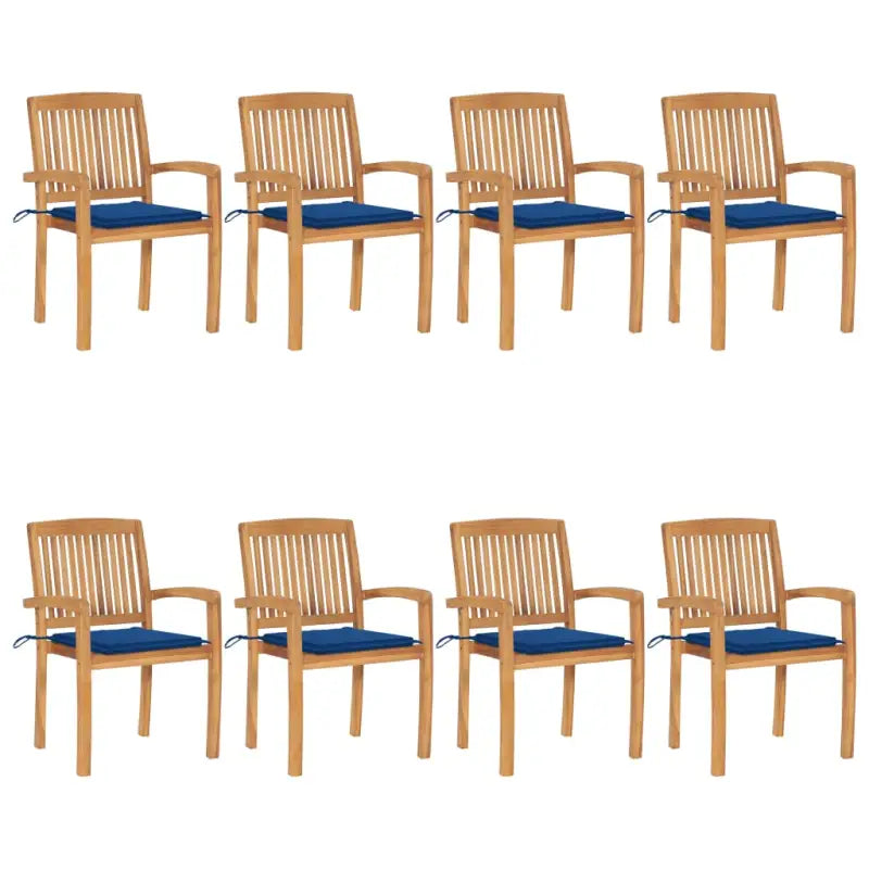 Fijn geschuurde teakhouten tuinstoelen met vintage uitstraling - koningsblauw / 8 - Tuinstoelen