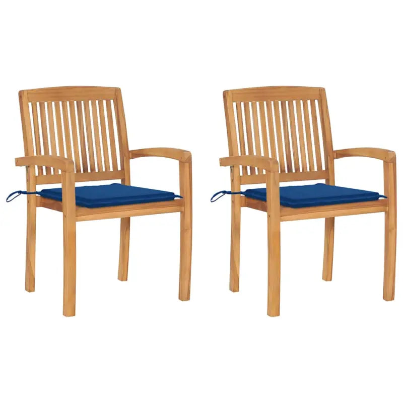 Fijn geschuurde teakhouten tuinstoelen met vintage uitstraling - koningsblauw / 2 - Tuinstoelen