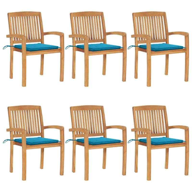 Fijn geschuurde teakhouten tuinstoelen met vintage uitstraling - Blauw / 6 - Tuinstoelen