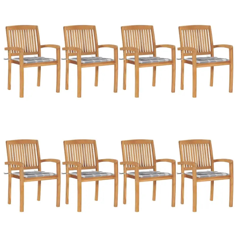 Fijn geschuurde teakhouten tuinstoelen met vintage uitstraling - Grijs ruitpatroon / 8 - Tuinstoelen