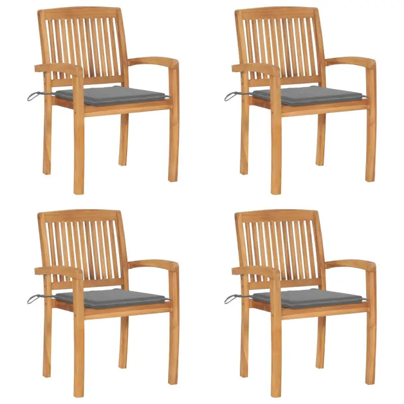 Fijn geschuurde teakhouten tuinstoelen met vintage uitstraling - Grijs / 4 - Tuinstoelen