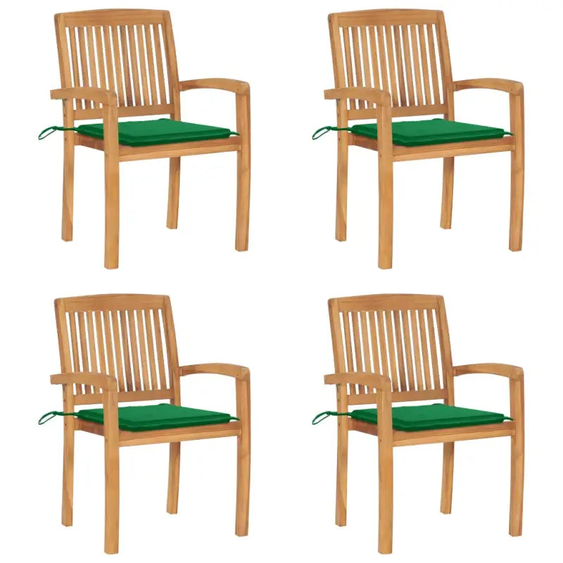 Fijn geschuurde teakhouten tuinstoelen met vintage uitstraling - Groen / 4 - Tuinstoelen