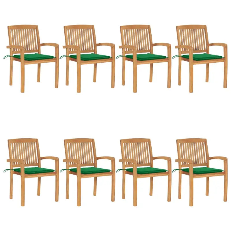 Fijn geschuurde teakhouten tuinstoelen met vintage uitstraling - Groen / 8 - Tuinstoelen