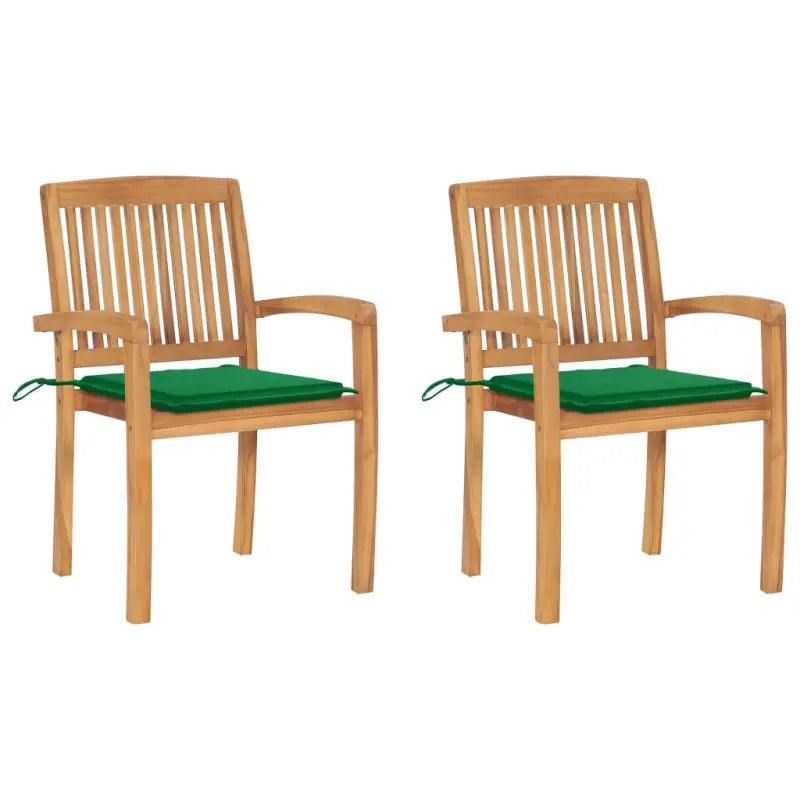 Fijn geschuurde teakhouten tuinstoelen met vintage uitstraling - Groen / 2 - Tuinstoelen