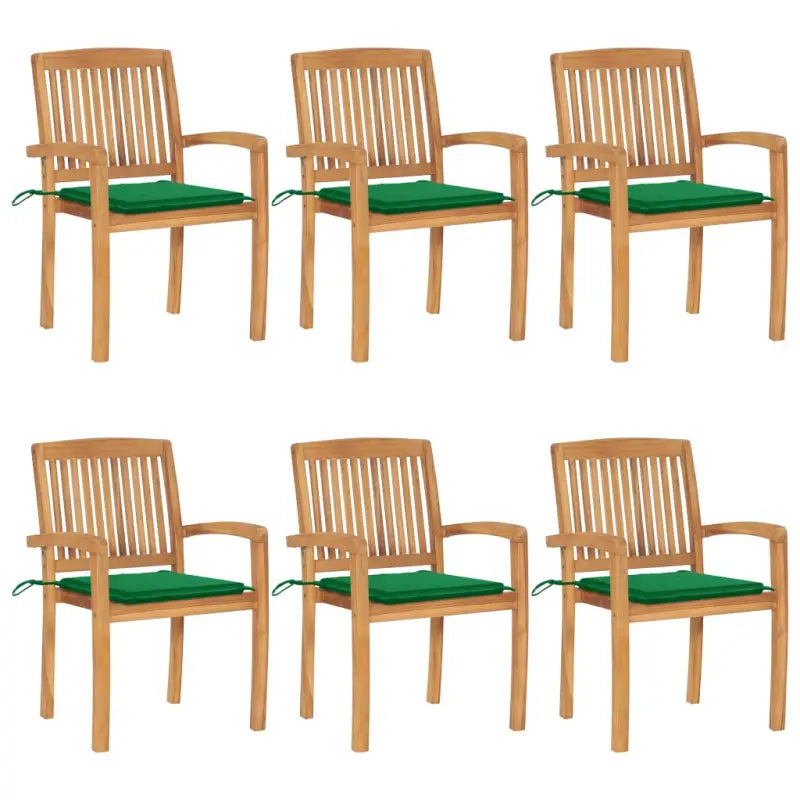 Fijn geschuurde teakhouten tuinstoelen met vintage uitstraling - Groen / 6 - Tuinstoelen