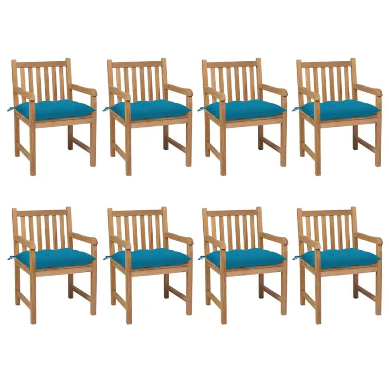 Fijn geschuurde teakhouten tuinstoelen set voor buitenruimte - lichtblauw / 8 - Tuinstoelen