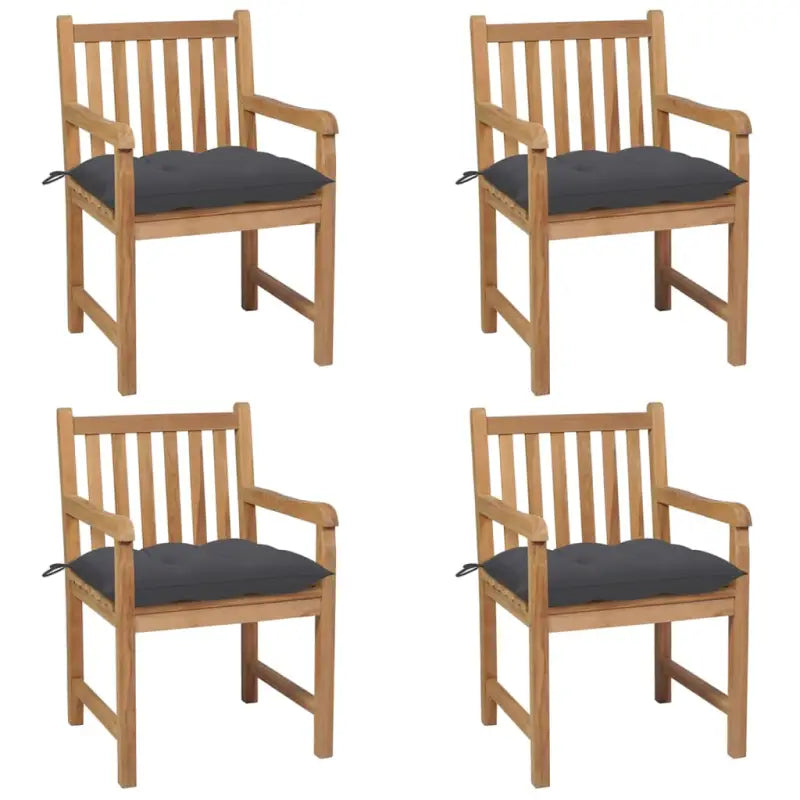 Fijn geschuurde teakhouten tuinstoelen set voor buitenruimte - Antraciet / 4 - Tuinstoelen