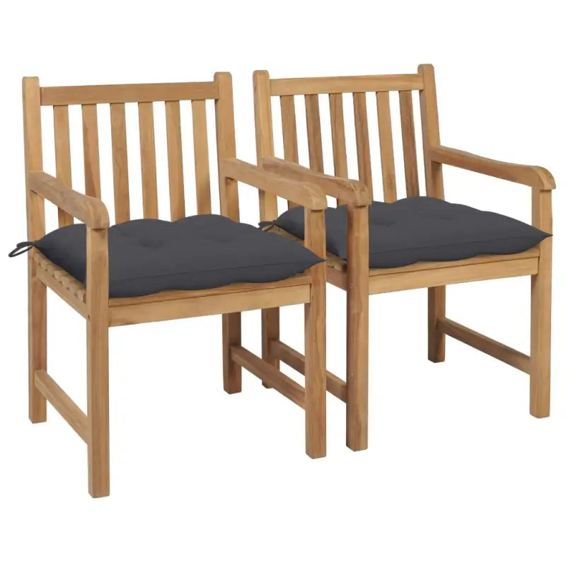 Fijn geschuurde teakhouten tuinstoelen set voor buitenruimte - Antraciet / 2 - Tuinstoelen
