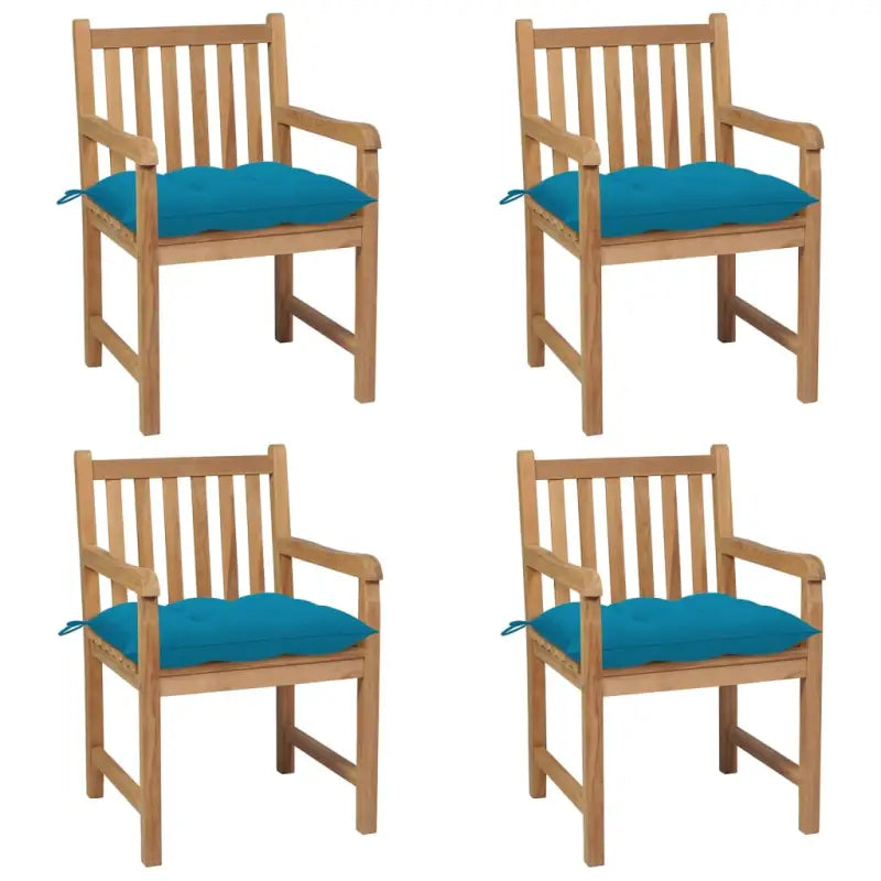 Fijn geschuurde teakhouten tuinstoelen set voor buitenruimte - lichtblauw / 4 - Tuinstoelen