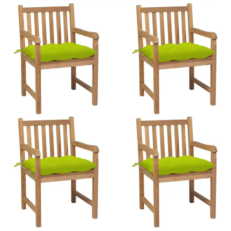 Fijn geschuurde teakhouten tuinstoelen set voor buitenruimte - Heldergroen / 4 - Tuinstoelen