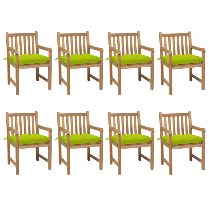 Fijn geschuurde teakhouten tuinstoelen set voor buitenruimte - Heldergroen / 8 - Tuinstoelen